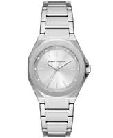 A|X Armani Exchange Women's Quartz Three Hand Silver-Tone Stainless Steel Watch 34mm