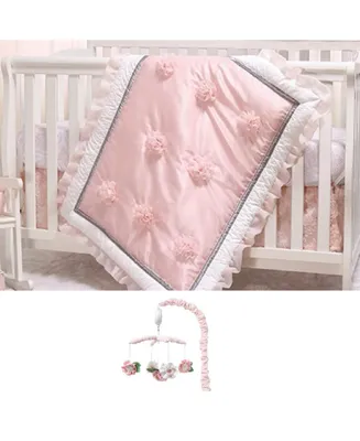 The Peanutshell Arianna 4 Piece Baby Nursery Crib Bedding Set, Quilt, Crib Sheet, Crib Skirt, and Crib Mobile