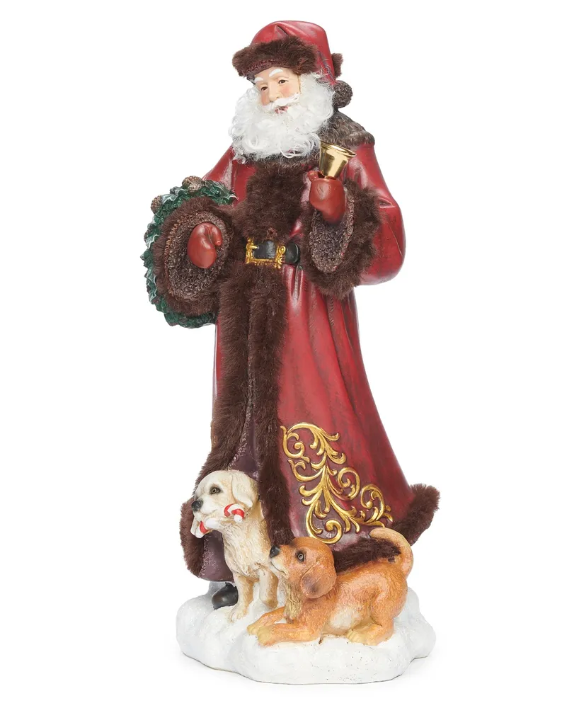 11.5" H Santa with Puppies Brown