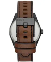 Diesel Men's Scraper Quartz Three Hand Brown Leather Watch 44mm