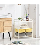 Costway Rolling Storage Cart w/4 Drawers 2 Shelves Metal Rack Shelf Utility Organizer