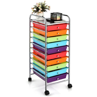 10 Drawer Rolling Storage Cart Scrapbook Office School Organizer