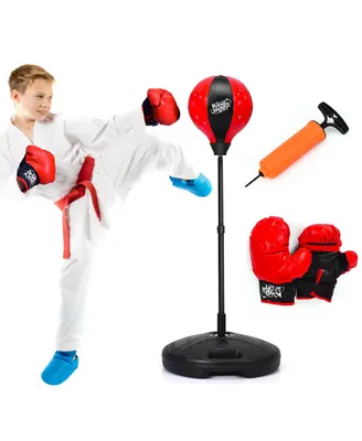 Costway Kids Punching Bag Toy Set Adjustable Stand Boxing Glove Speed Ball w/ Pump New