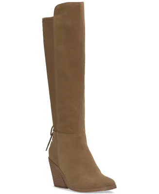 Lucky Brand Women's Mekinna Lace-Up Stacked-Heel Dress Boots