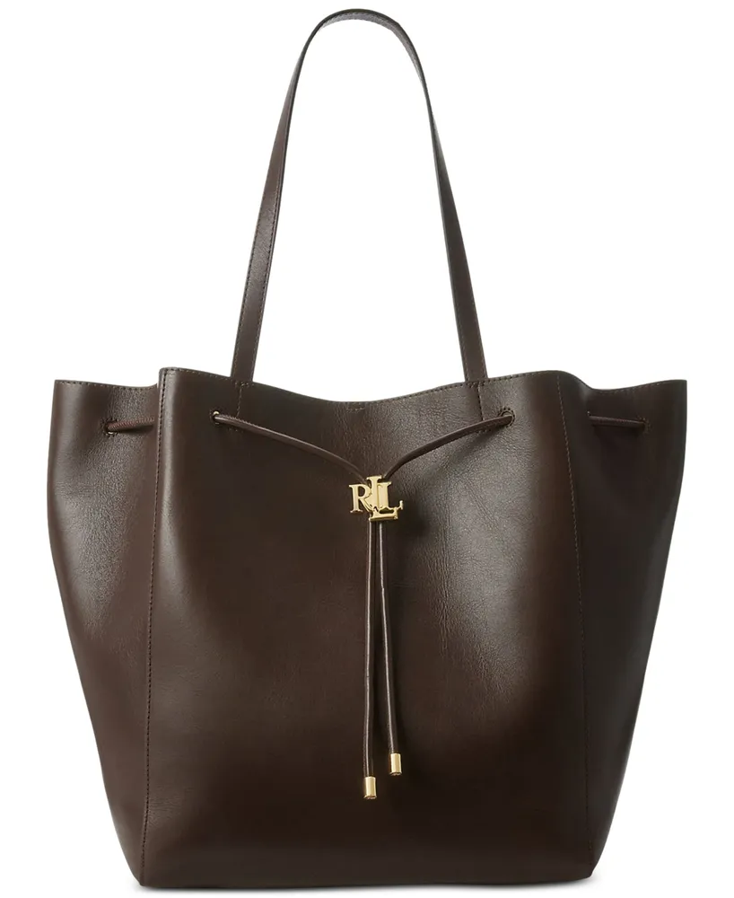 Lauren Ralph Lauren Andie Large Leather Drawstring Tote