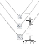 Lab-Grown White Sapphire Triple Layer Pendant Necklace (1-7/8 ct. t.w.) in Sterling Silver, 16-1/2" + 2" extender