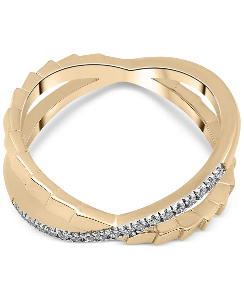 Audrey by Aurate Diamond Crossover Ring (1/10 ct. t.w.) in Gold Vermeil, Created for Macy's