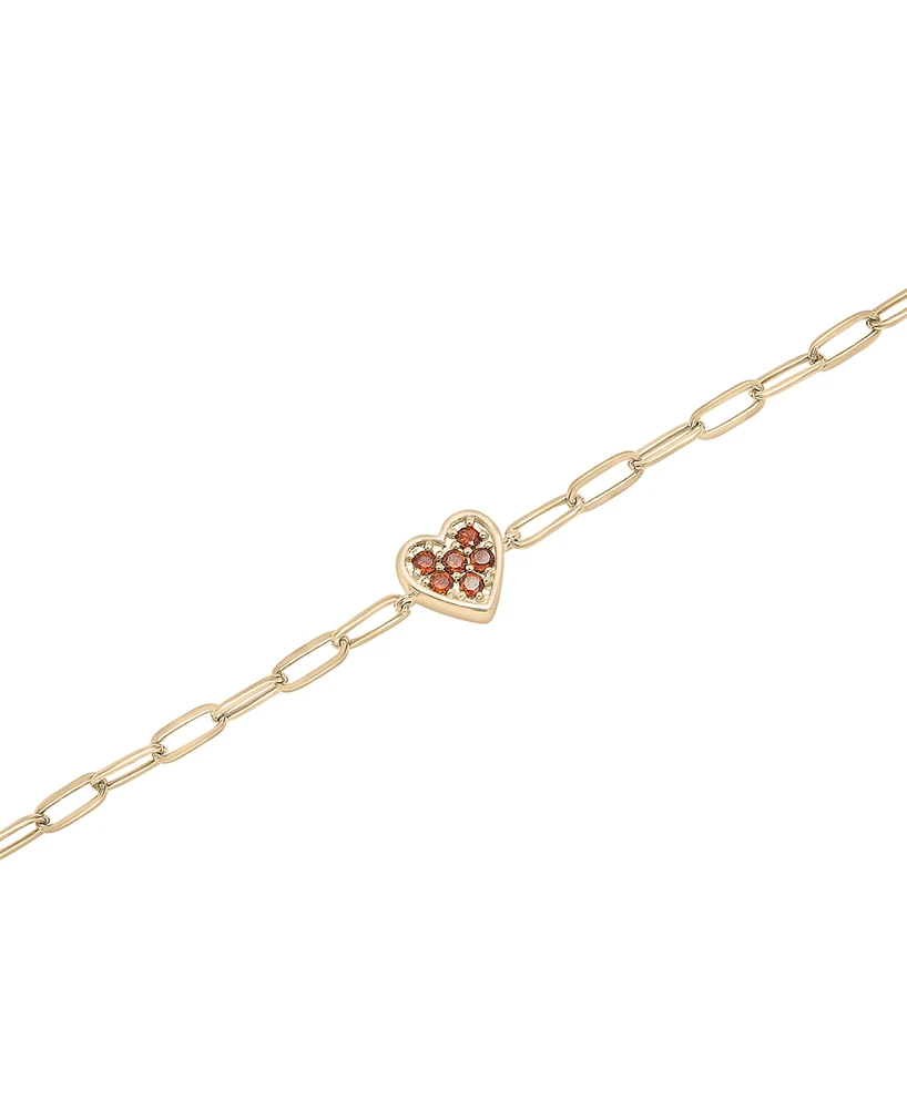 Garnet Heart Cluster Ankle Bracelet (1/4 ct. t.w.) in 14k Gold-Plated Sterling Silver