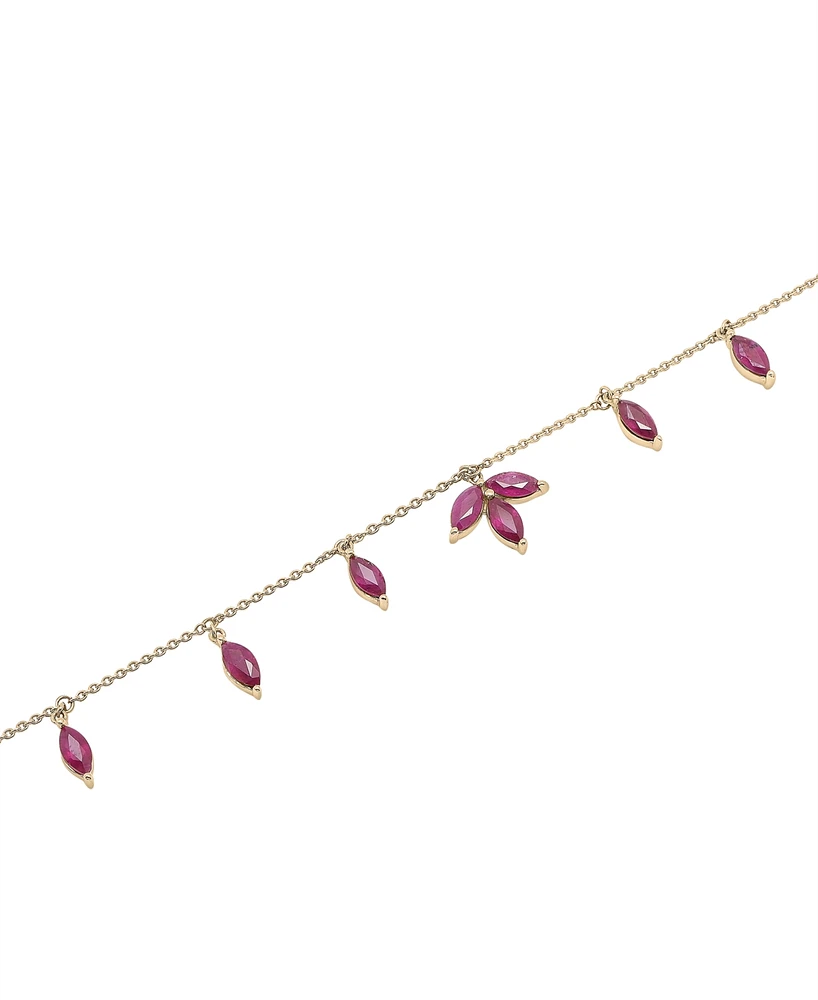 Lab-Grown Ruby Marquise Dangle Ankle Bracelet (2-1/4 ct. t.w.) in 14k Gold-Plated Sterling Silver