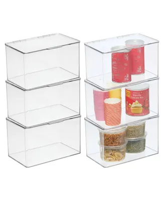 mDesign Plastic Kitchen Pantry/Fridge Storage Organizer, Hinge Lid