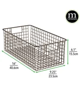 mDesign Metal Wire Food Organizer Basket with Built-In Handles, 2 Pack, Bronze