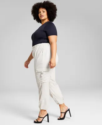 And Now This Trendy Plus Size Cinched-Hem Cargo Pants