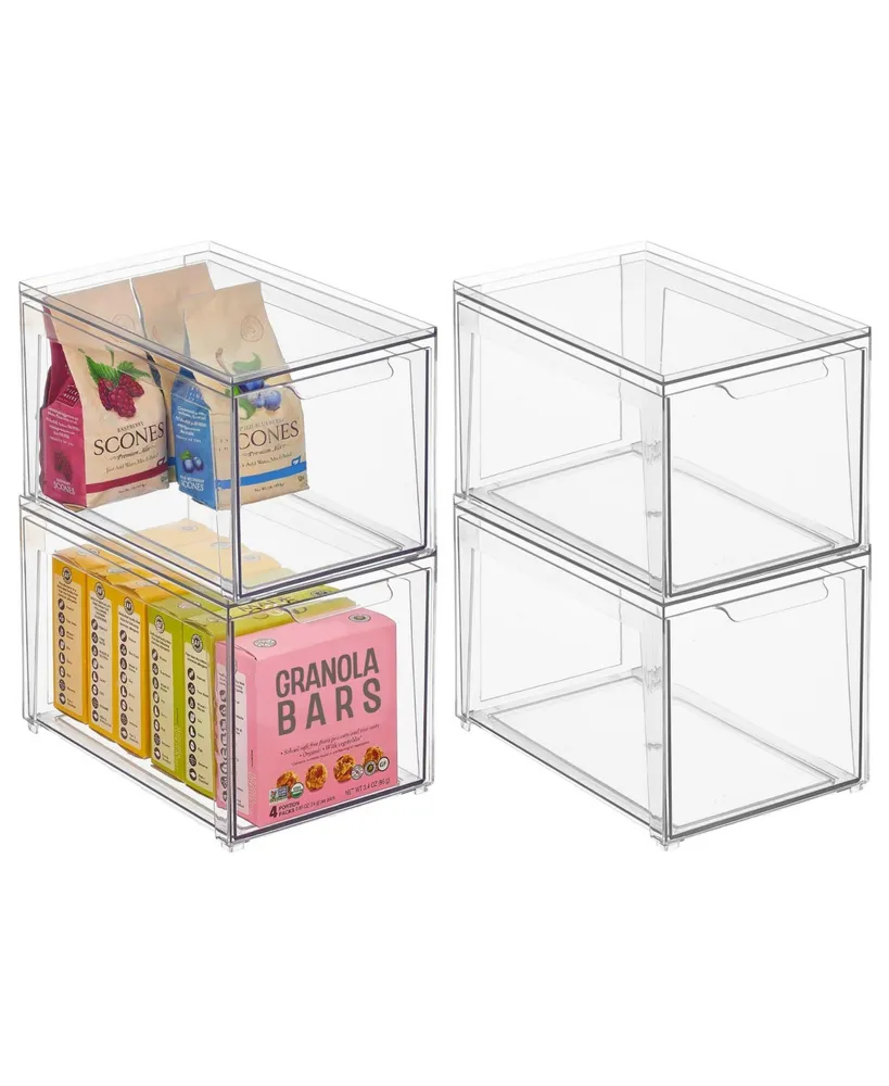mDesign Stackable Kitchen Storage Bin Box with Pull-Out Drawer