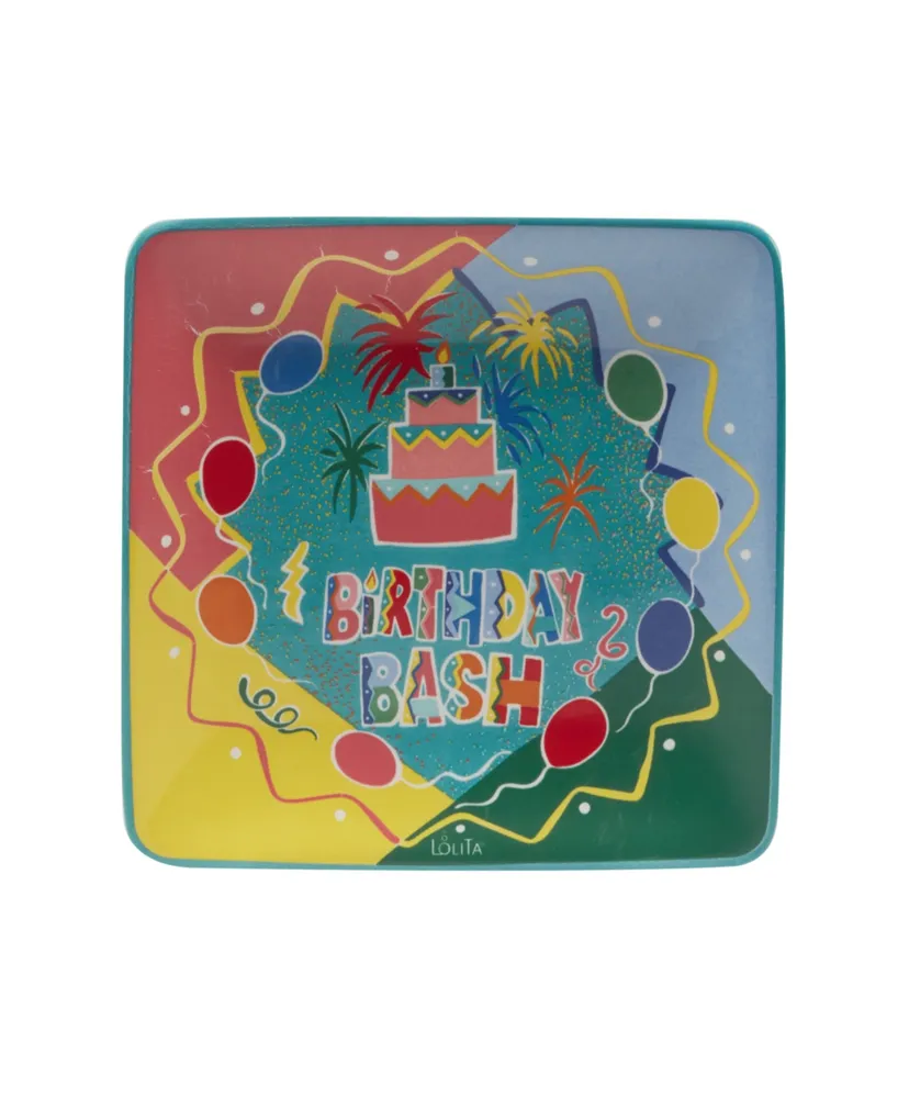 Certified International Lolita Birthday Bash 4 Piece Canape Plate Square