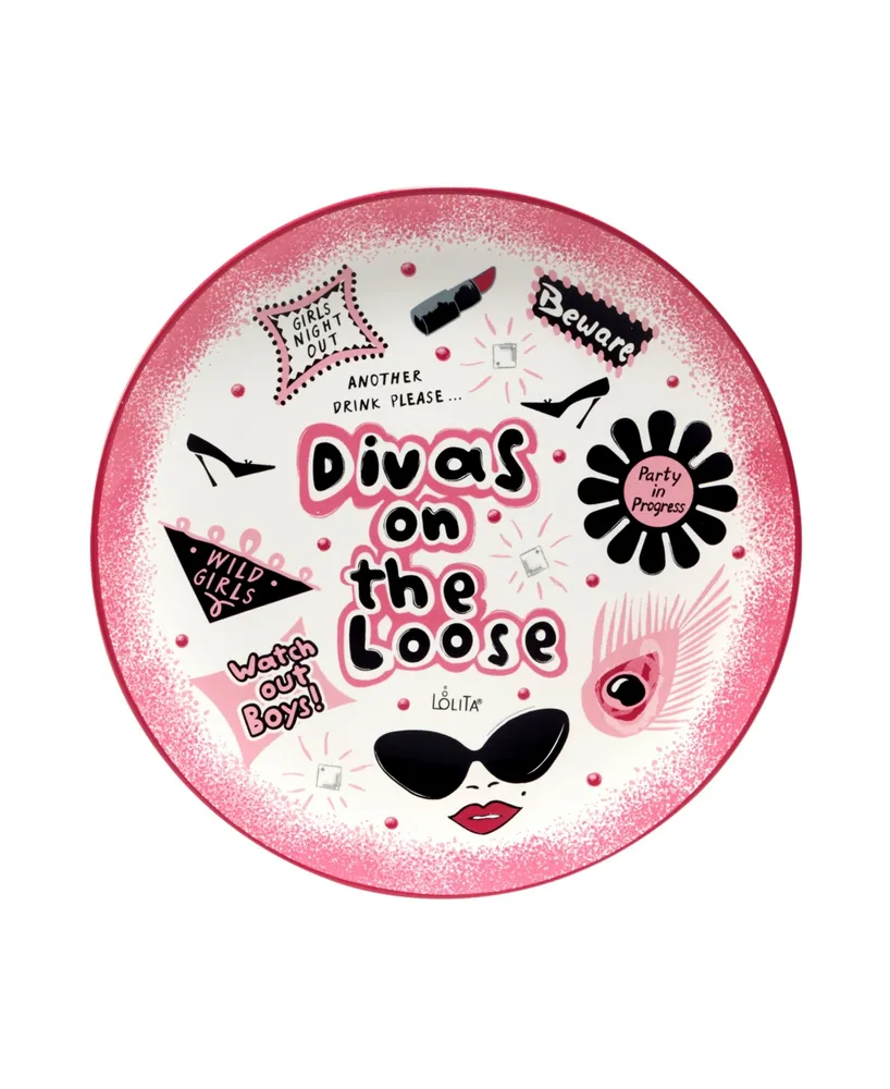 Certified International Lolita Divas on the Loose 4 Piece Dessert Plate