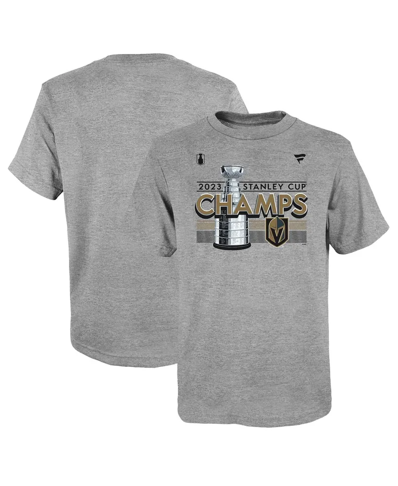 Big Boys Fanatics Heather Gray Vegas Golden Knights 2023 Stanley Cup Champions Locker Room T-shirt