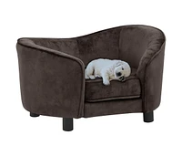 vidaXL Dog Sofa Brown 27.2"x19.3"x15.7" Plush