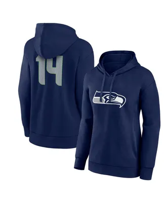 Women's Fanatics Dk Metcalf Navy Seattle Seahawks Player Icon Name and Number V-Neck Pullover Hoodie