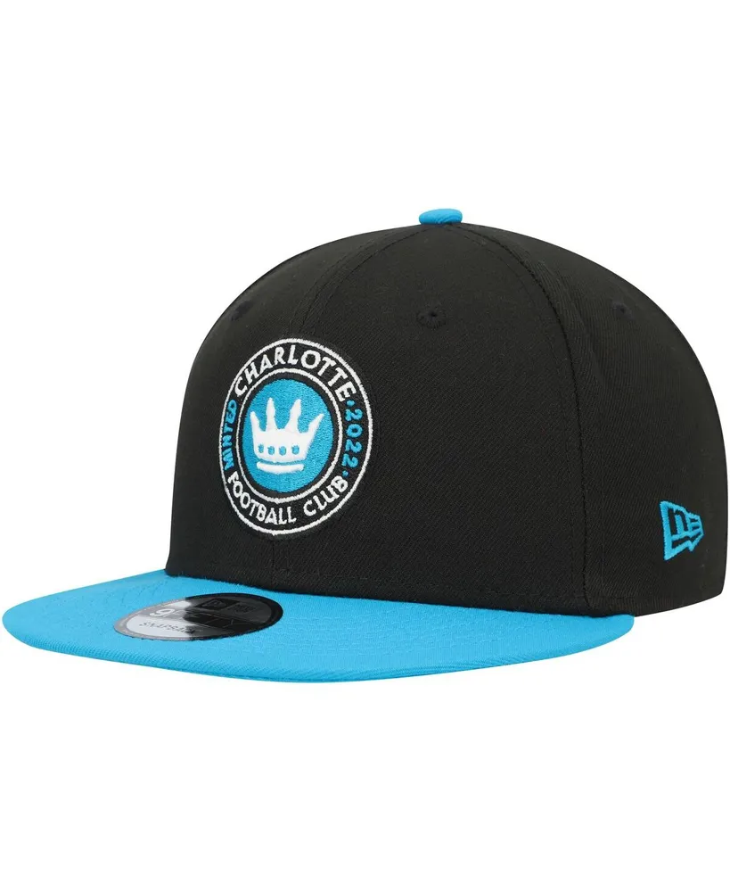 Men's New Era Black, Blue Charlotte Fc Two-Tone 9FIFTY Snapback Hat