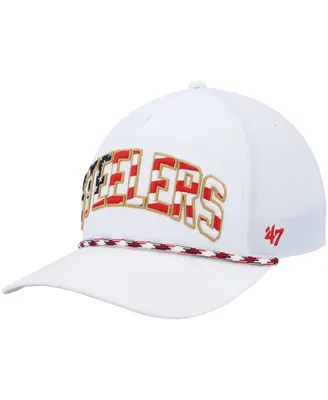 Men's '47 Brand White Pittsburgh Steelers Hitch Stars and Stripes Trucker Adjustable Hat