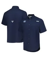 Men's Columbia Navy North Carolina Tar Heels Pfg Tamiami Omni-Shade Button-Down Shirt