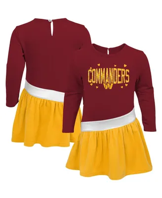 Girls Toddler Burgundy, Gold Washington Commanders Heart To Jersey Tunic Dress