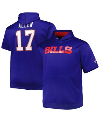 Men's Josh Allen Royal Buffalo Bills Big and Tall Short Sleeve Pullover Hoodie