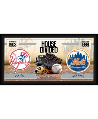 New York Yankees vs. New York Mets Framed 10" x 20" House Divided Baseball Collage