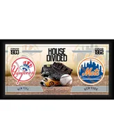 New York Yankees vs. New York Mets Framed 10" x 20" House Divided Baseball Collage