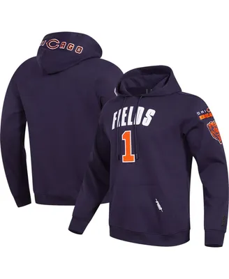 Men's Pro Standard Justin Fields Navy Chicago Bears Player Name and Number Pullover Hoodie