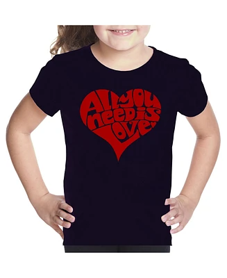 Big Girl's Word Art T-shirt - All You Need Is Love