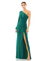 Women's Ieena One Shoulder Puff Sleeve Faux Wrap Gown