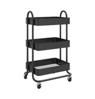 vidaXL 3-Tier Trolley 16.9"x13.4"x31.1" Steel