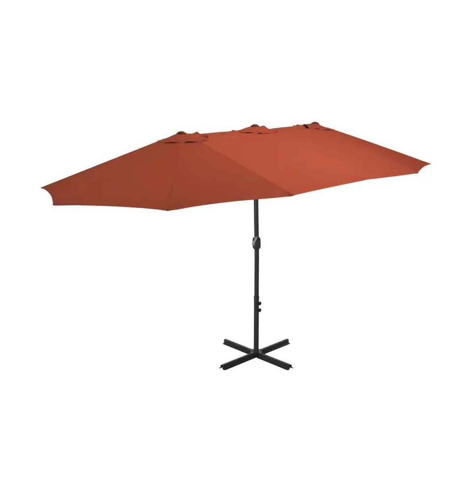 vidaXL Outdoor Parasol with Aluminum Pole 181.1"x106.3" Terracotta