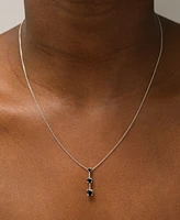 2-Pc. Set Onyx Triple Stone Pendant Necklace & Matching Drop Earrings in Sterling Silver
