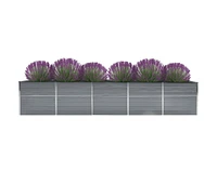 Garden Raised Bed Galvanized Steel 157.5"x31.5"x17.7" Gray