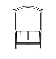 vidaXL Garden Arch with Bench Black 50.4"x19.7"x81.5" Iron