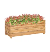 vidaXL Raised Bed 39.4"x15.7"x15" Recycled Teak Wood and Steel