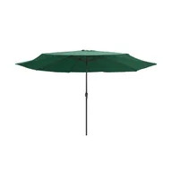 vidaXL Outdoor Parasol with Metal Pole 153.5" Green