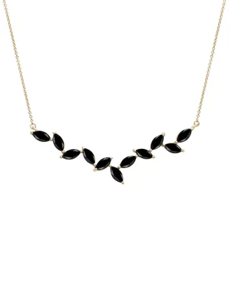 Onyx Marquise 17" Collar Necklace in 14k Gold-Plated Sterling Silver