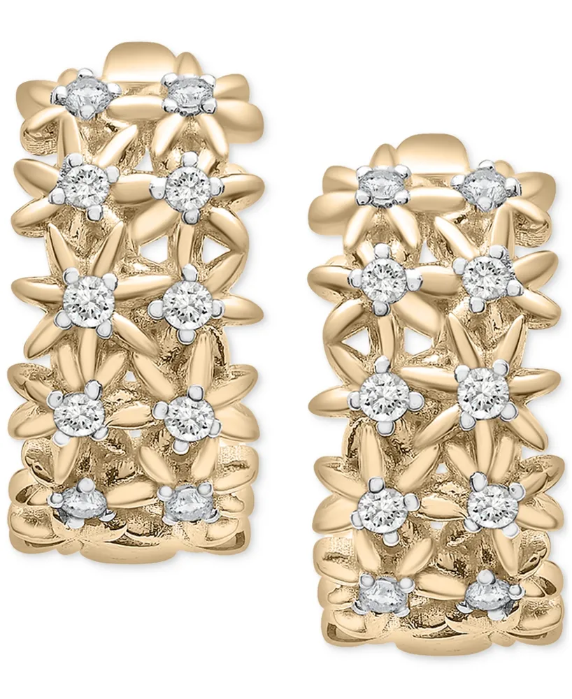 Audrey by Aurate Diamond Flower Small Hoop Earrings (1/3 ct. t.w.) in Gold Vermeil, Created for Macy's