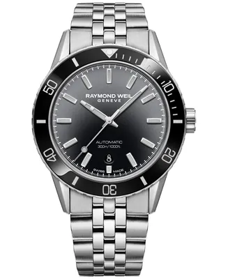 Raymond Weil Men's Swiss Automatic Freelancer Diver Stainless Steel Bracelet Watch 43mm