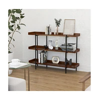 Madison Industrial Style 3 Tiered Shelving Unit With Metal Frame And Raised Border - 35"H