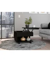 Peterson 1-Drawer 1-Shelf Lift Top Coffee Table Black Wengue