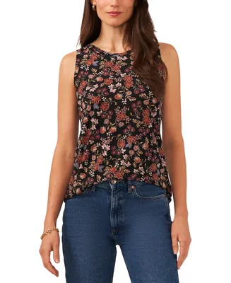 Vince Camuto Women's Floral-Print Keyhole Sleeveless Top