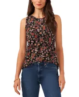 Vince Camuto Women's Floral-Print Keyhole Sleeveless Top