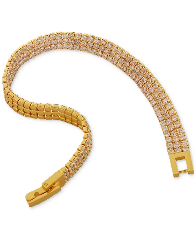 Heymaeve 18k Gold-Plated Cubic Zirconia Triple-Row Flex Bracelet