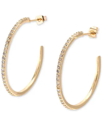 Heymaeve 18k Gold-Plated Medium Pave C-Hoop Earrings, 1.18"