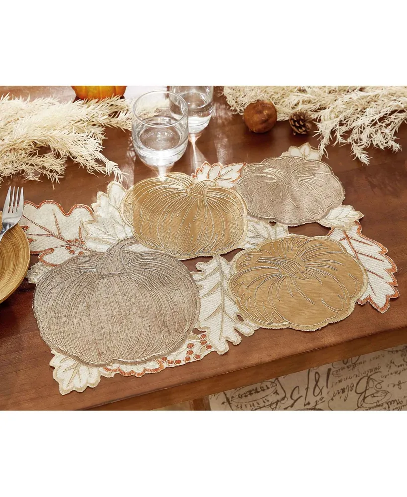 Elrene Metallic Pumpkin Cutwork Rectangle Placemat