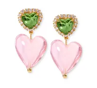 Heymaeve 18k Gold-Plated Mixed Color Cubic Zirconia Heart Drop Earrings